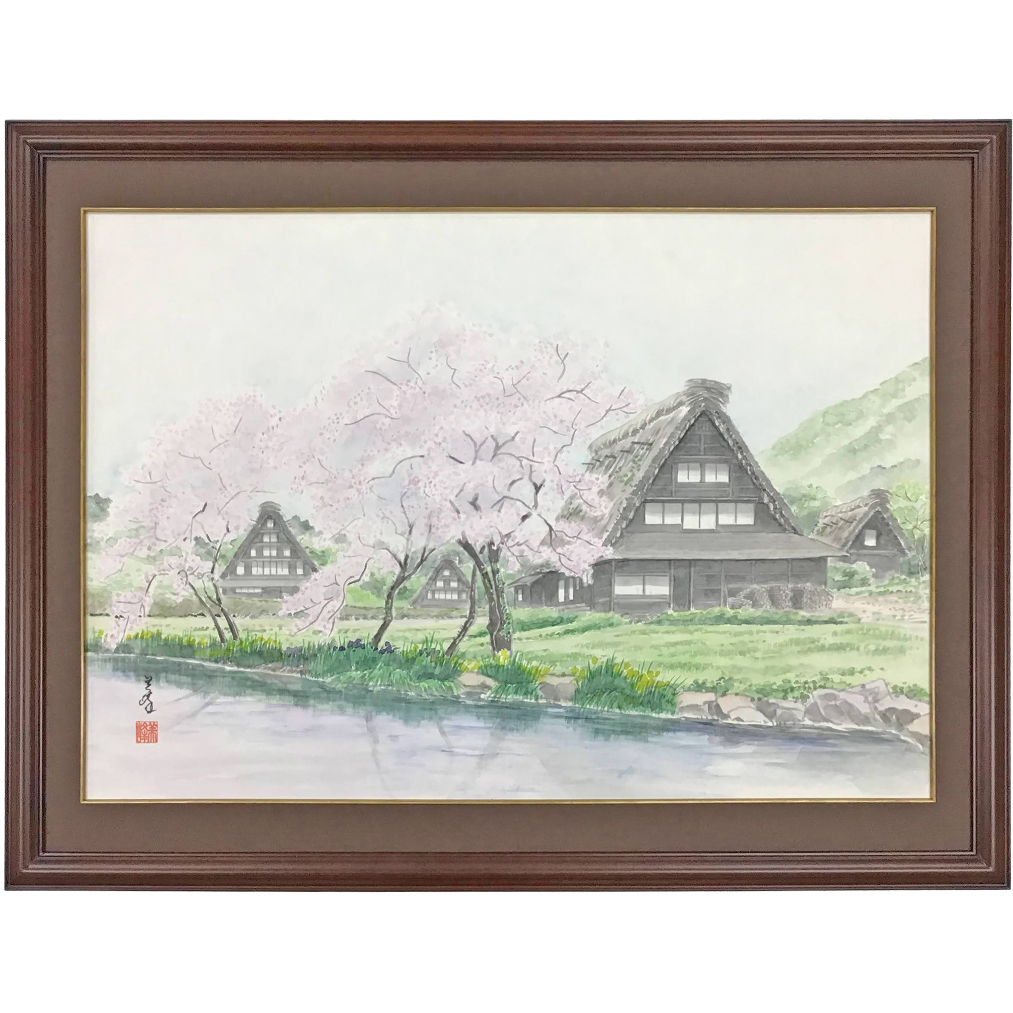 秋山美峰 墨彩画 画家 秋山美峰さんの墨彩画を額装しました。